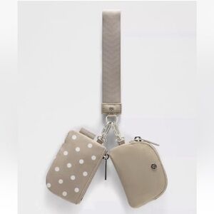 NWT Lululemon Dual Pouch Wristlet - Simple Polka Dot and Sheer Oak